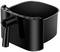 Black, square air fryer basket with rounded corners and handle. Suitable for air fryer.