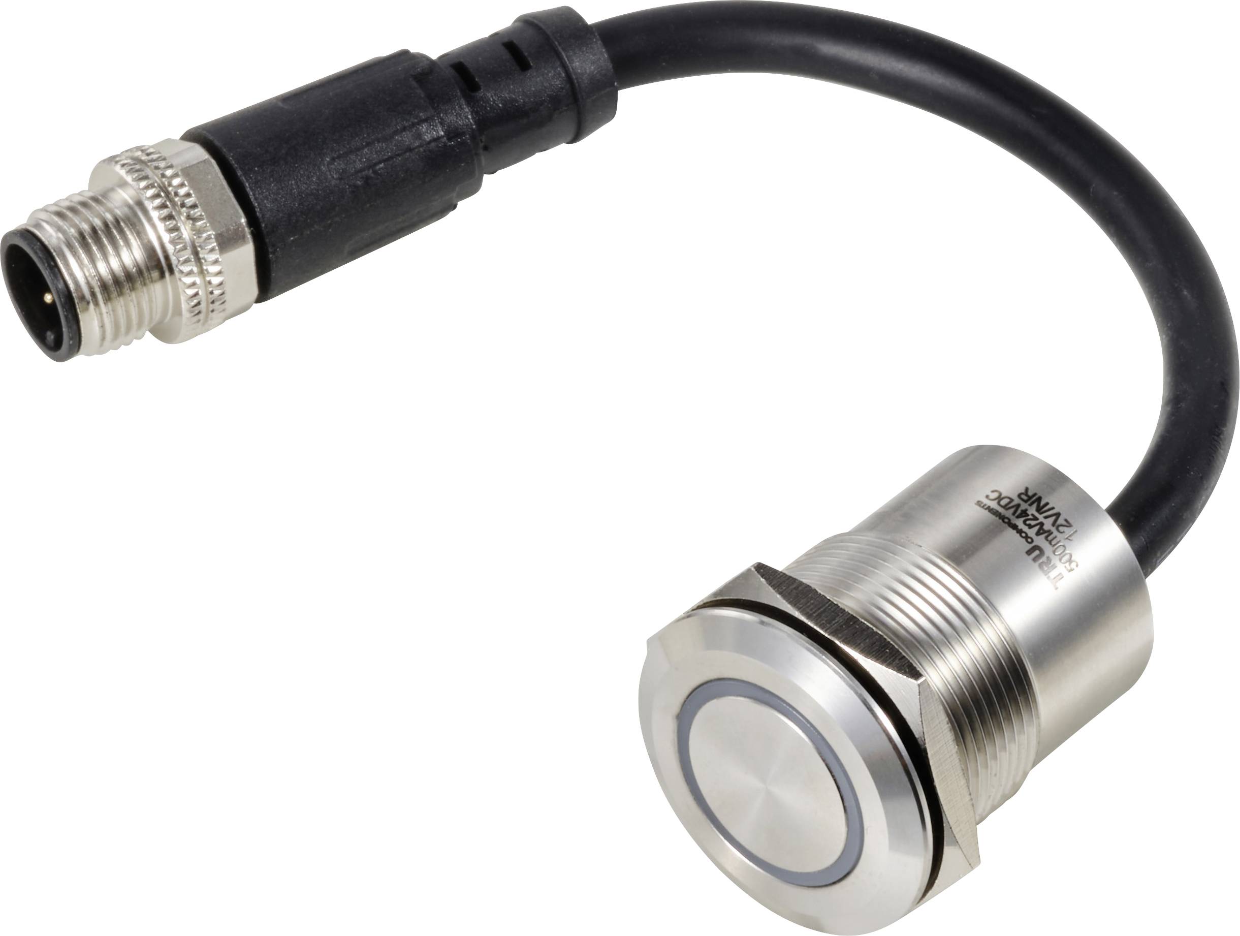 TRU COMPONENTS TC-12835304 TC-PS223P10YSSR12T M12 MALE CONNECTOR Piezo pushbutton 24 V 0.2 A 1 x Off/(On) momentary Red (Ø) 28.5 mm 1 pc(s)