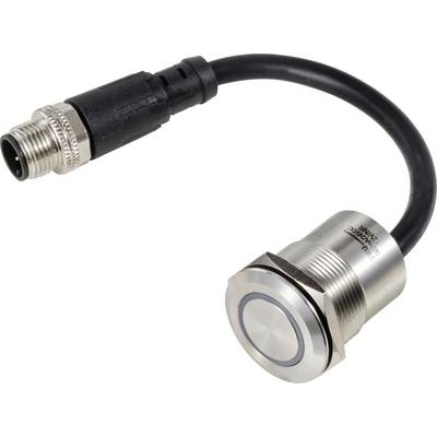 'Metal cable with a round, grippy plug, connected to a black cable.'