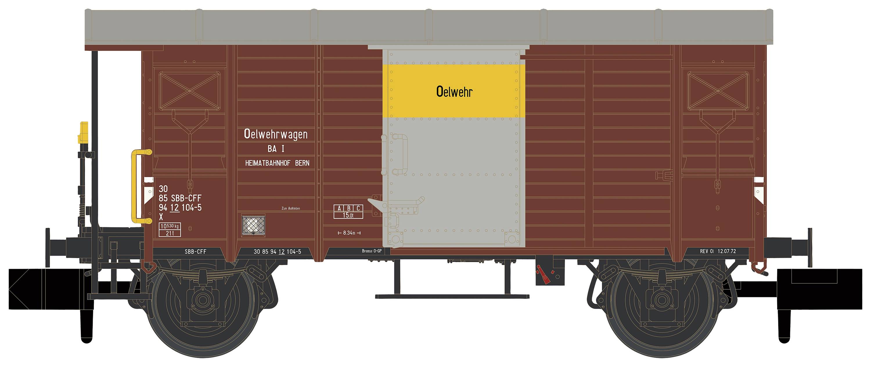 Hobbytrain H24205 N covered freight wagon K2 Oil-brigade of the SBB
