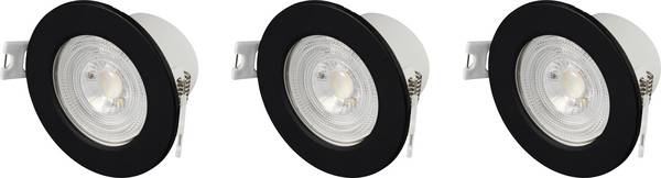 Sygonix SY-6418012 LED recessed light Warm white to neutral white 3-piece set LED (monochrome) LED 5.5 W Black