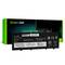 A laptop battery from Green Cell in front of a green packaging. The battery displays safety and recycling symbols.