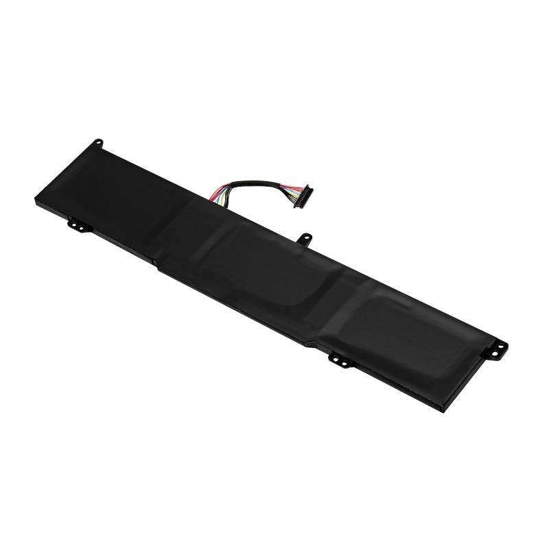 Thinner, rectangular laptop battery with cable connection and multiple wire colours.