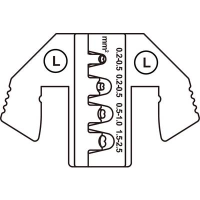 'Cable stripping tool marked with size specifications: 0.2-0.5 mm², 0.5-1.0 mm², 1.5-2.5 mm².'