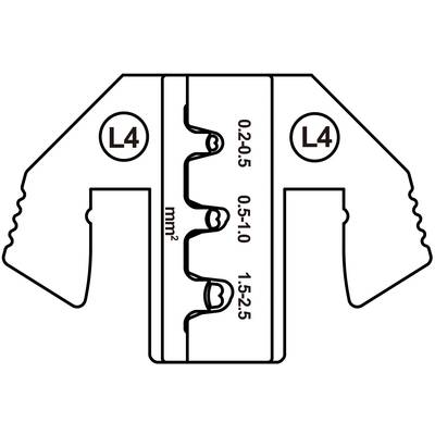 Figure of a wire cutting tool with three cutting ranges for wire sizes from 0.2-0.5 mm², 0.5-1.0 mm² and 1.5-2.5 mm².