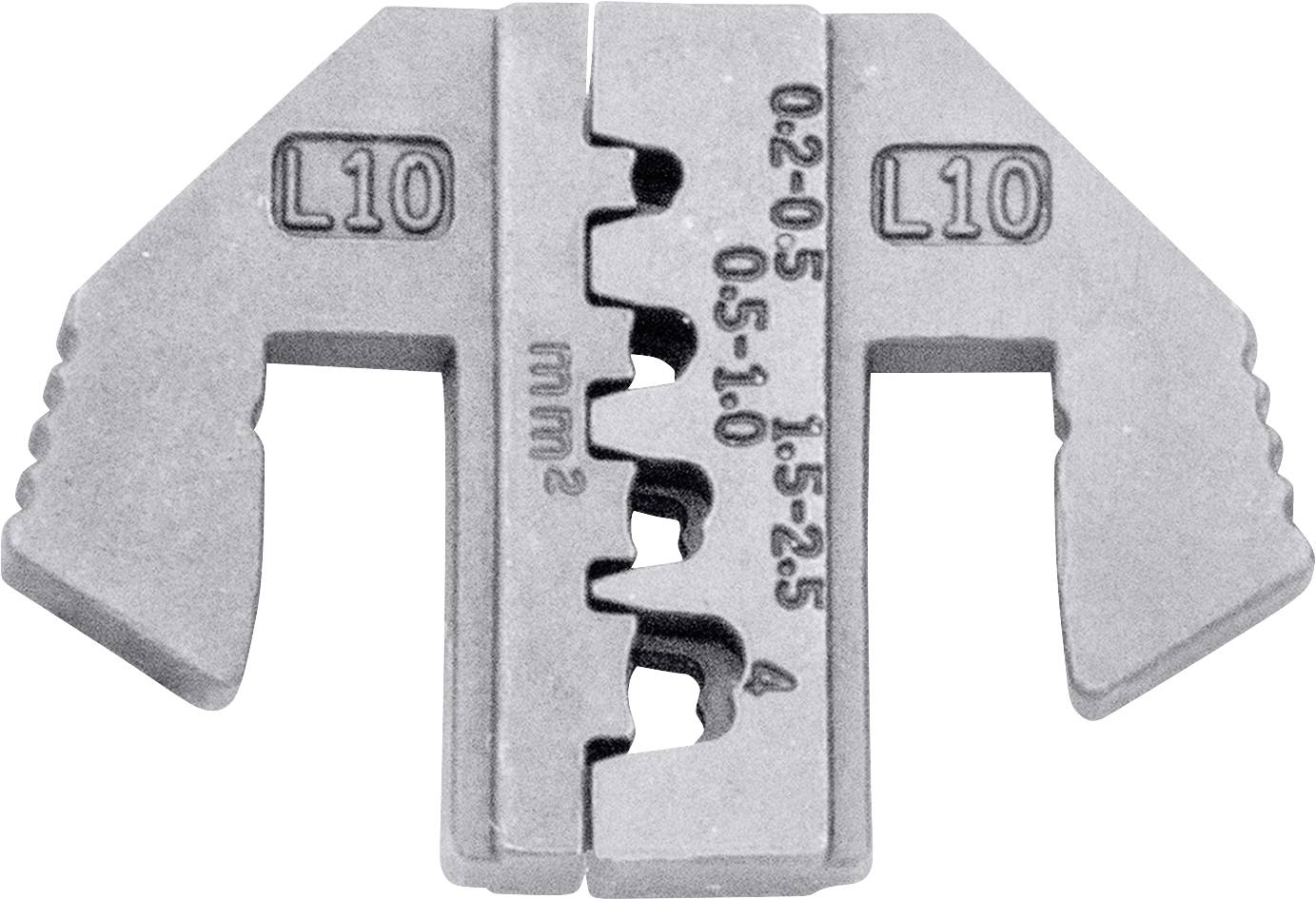 Metallic crimping pliers with engraved size markings for wire cross-sections from 0.5 to 4 mm².