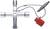 Silver square key with a cross design, attached to a chain with a red and grey screwdriver adapter.