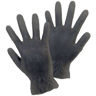 Two black rubber gloves are lying side by side, opened with palms facing upwards. They are without any patterns or markings.