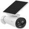 White surveillance camera with a removable solar panel on top, suitable for outdoor monitoring.