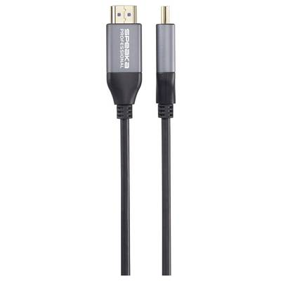 HDMI and DisplayPort cables by SpeaKa Professional, black, showing the connectors for connecting electronic devices.