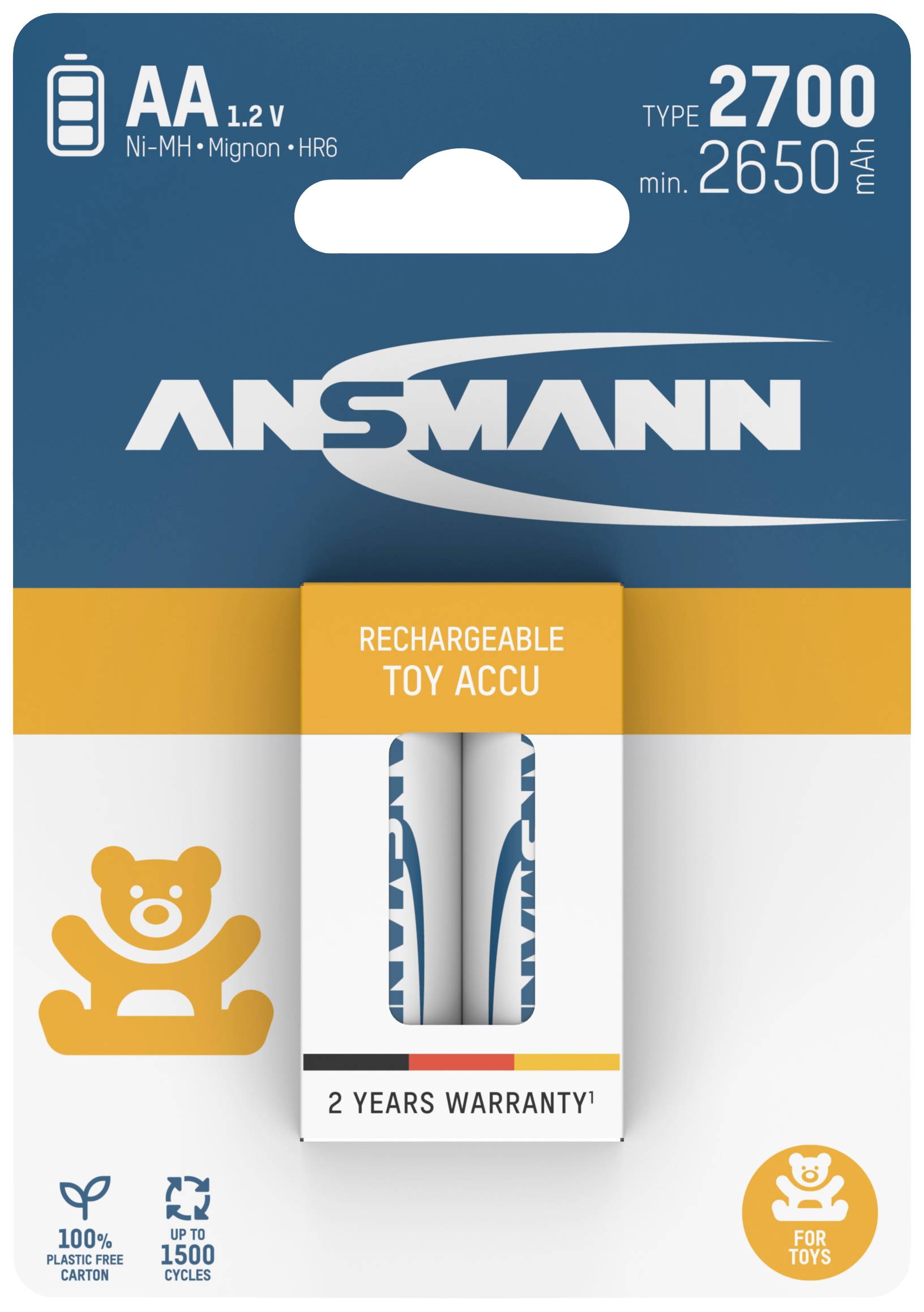 Ansmann 1312-0037 AA battery (rechargeable) NiMH 2650 mAh 1.2 V 2 pc(s)