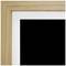 A wooden picture frame with an empty, black interior.