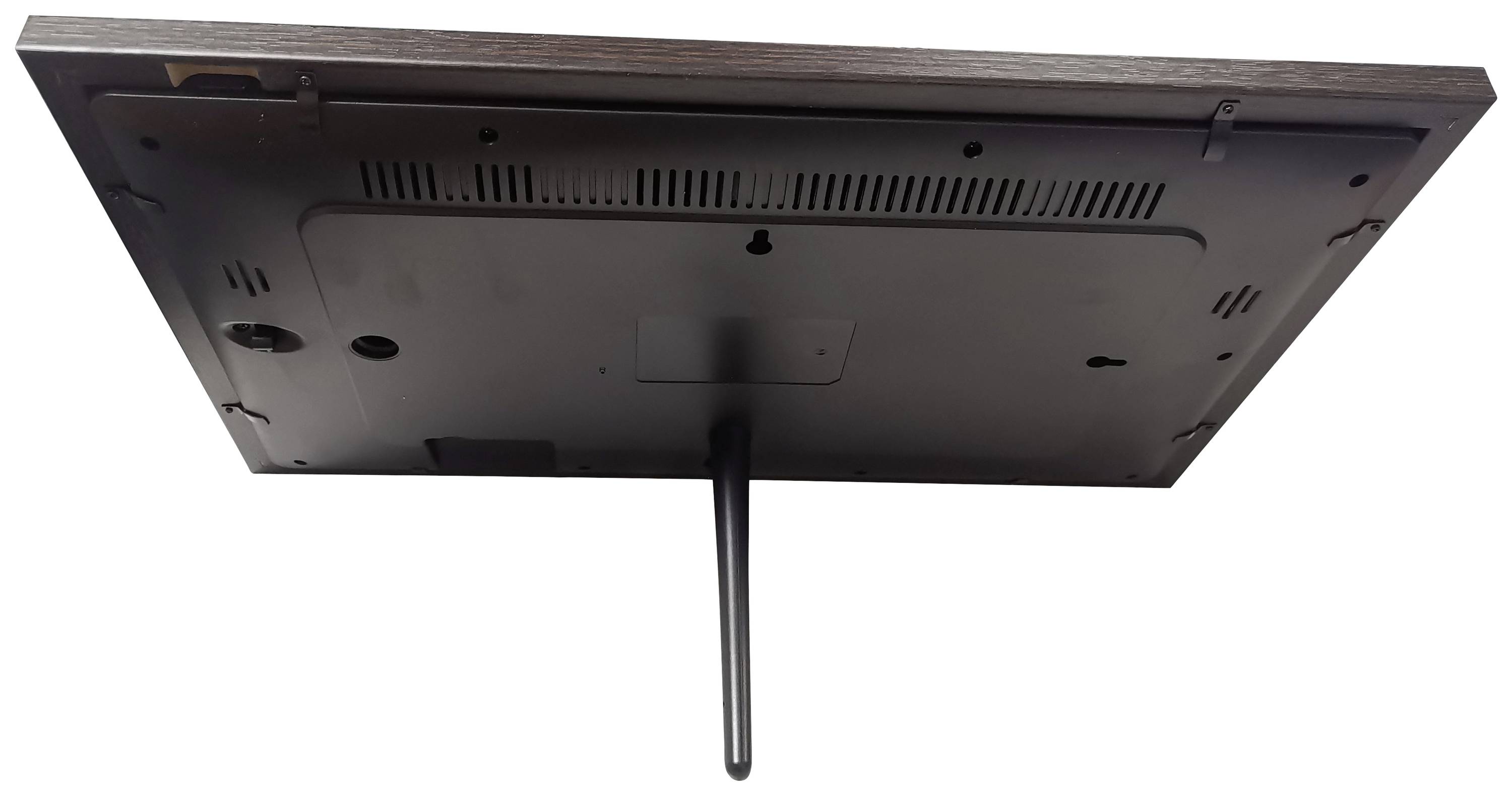 'Rear view of a digital photo frame with a stand in the middle for stabilisation.'