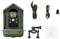 Surveillance Camera Kit: Camera, Cable, Mounting Materials and Instructions. Camera displays an image of a bird on the display.