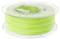 Spool of neon green 3D printing filament, mounted on a transparent plastic carrier.