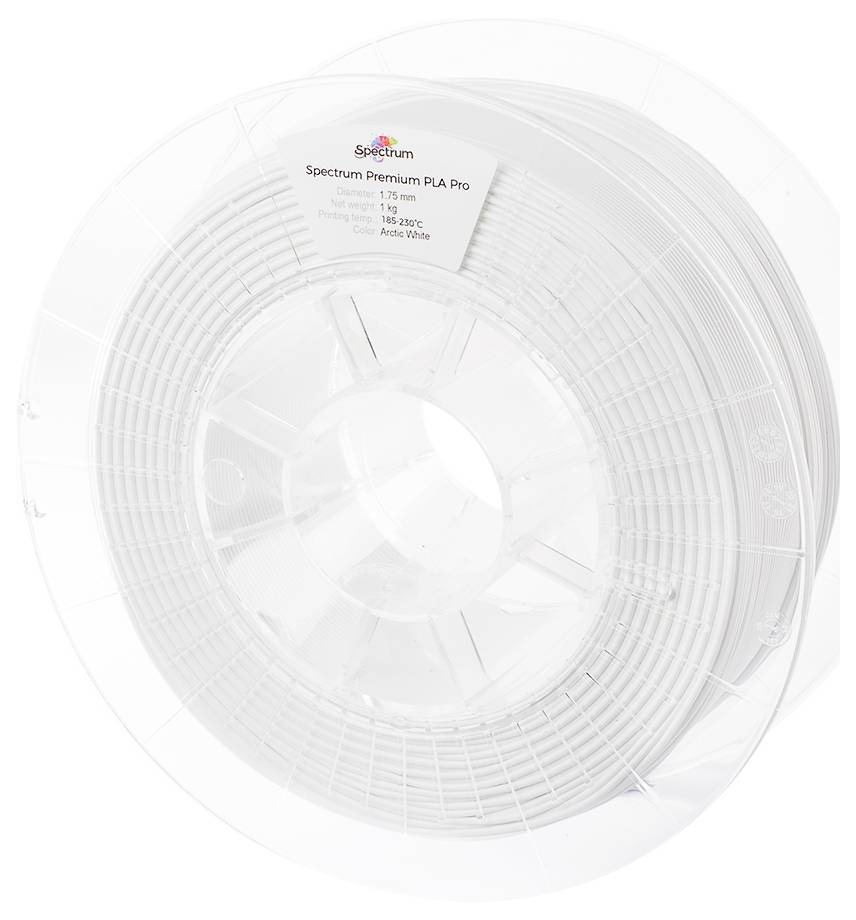 A roll of white PLA Pro filament by Spectrum with a diameter of 1.75 mm for 3D printing, 1000 g.