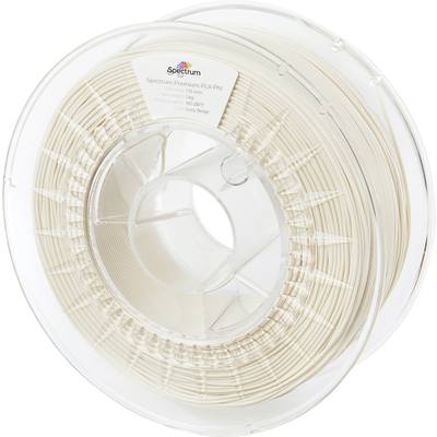 A spool of white 3D printer filament, on a transparent plastic reel, with the inscription 'Spectrum'.