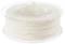 A transparent reel with white PLA 3D printer filament.