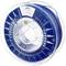 A reel of blue 3D printer filament made of PLA material from the Spectrum brand. Product information label is visible.