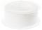 Roll of white 3D printer filament on a transparent plastic spool, against a white background.