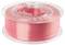 A translucent spool of pink 3D printer filament.