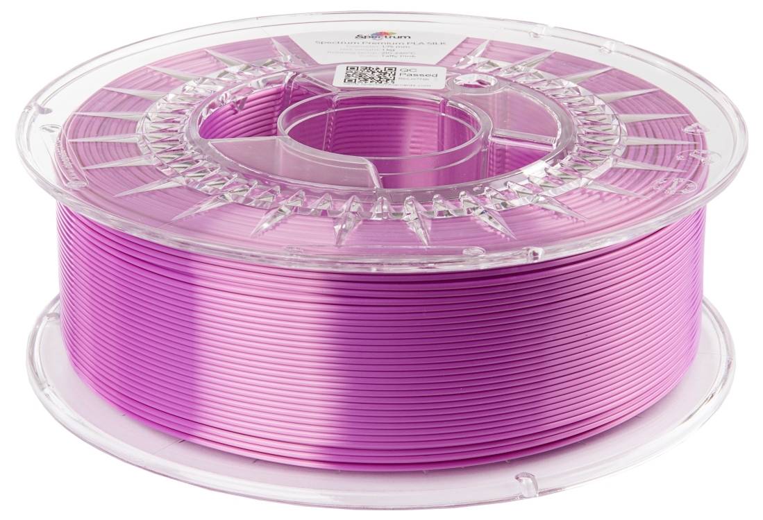 A reel of pink 3D printer filament, ready for use in 3D printers.
