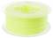 A transparent spool of neon yellow 3D printer filament, wound and ready for use.