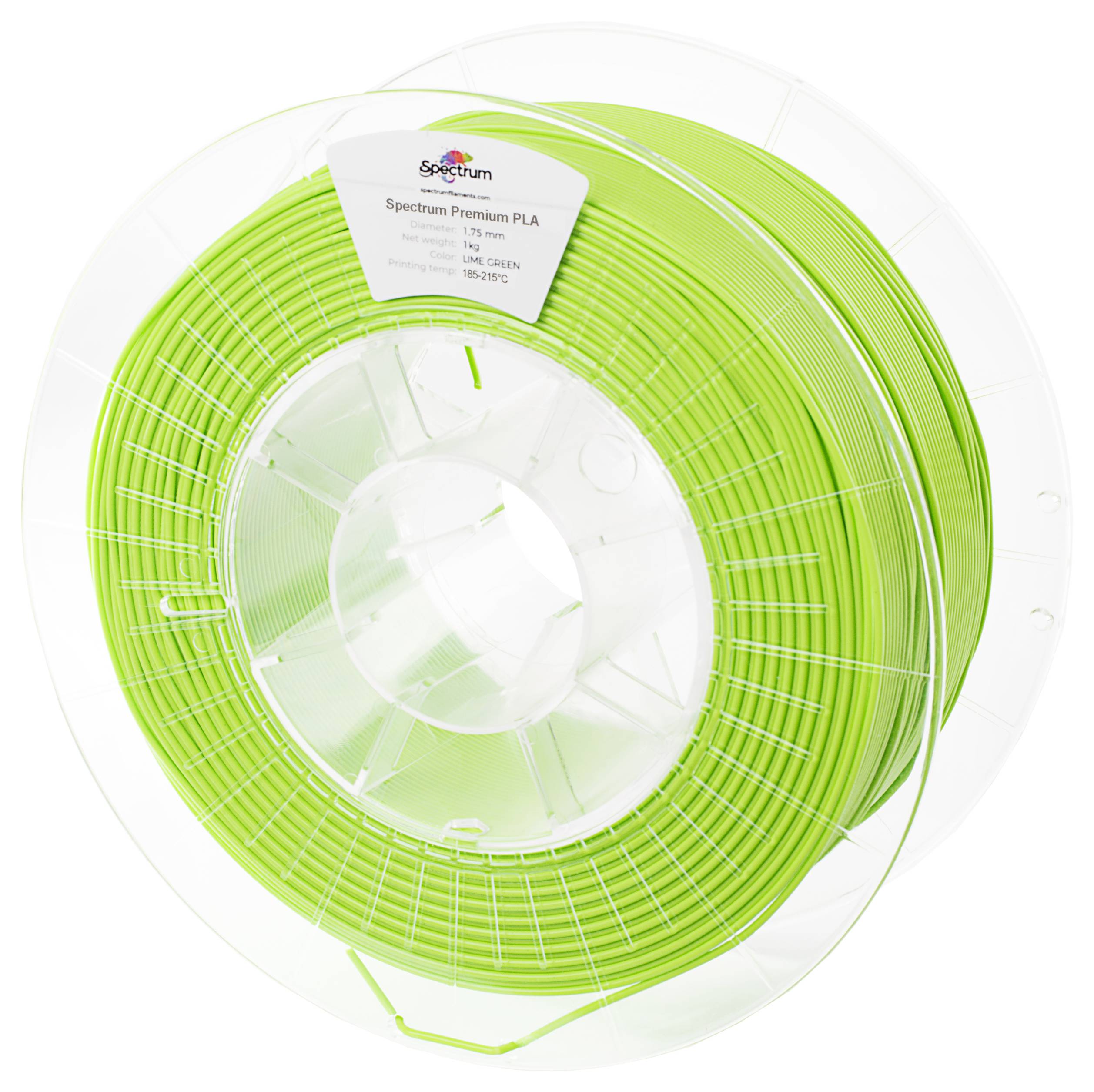 Green PLA filament reel by Spectrum for 3D printing, 1.75 mm diameter, 1 kg.