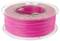 A reel of pink 3D printer filament, tightly wound and in a clear plastic packaging.