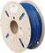 A spool of blue 3D printer filament against a white background.