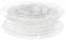 A reel of white filament for 3D printers, wound on a transparent spool.