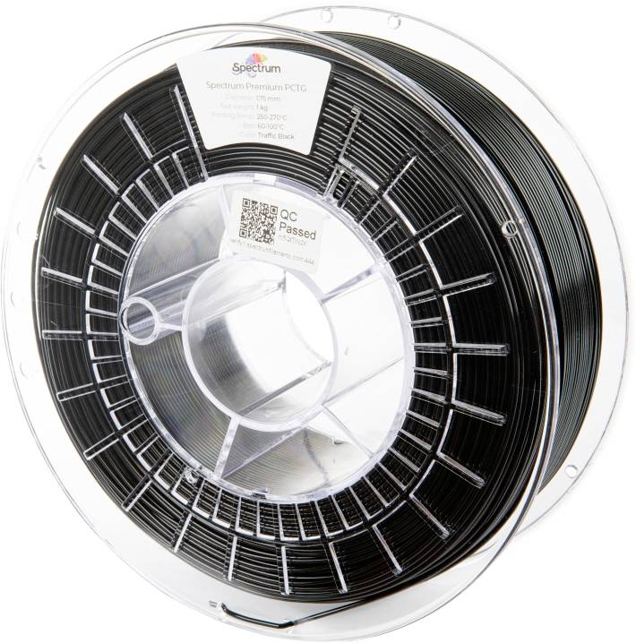 Spectrum Filaments 80665 Premium PCTG Filament PCTG chemical-resistant, odourless 1.75 mm 1000 g Traffic Black, Black 1 pc(s)