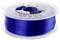 A transparent plastic reel contains blue filament for 3D printers.