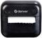 Black portable label printer by 'Denver' brand with paper roll, suitable for mobile use.