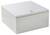 A square, white metal box with a lid and central lock, used for securely storing items.<br><br>Note: While the translation is straightforward, it sounds like a safe or a secure storage box, which has been rendered in natural British English.