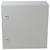 A grey metal box with two screws on the front, likely an enclosure or distribution cabinet.