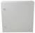 White metal box with two screws for wall mounting. It appears simple and functional for technical applications.
