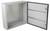 Metal cabinet with an open door, showing the empty interior with two horizontal metal rails on the back wall.