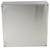 Metallic, square casing with four visible screws at the corners, glossy surface, completely sealed.