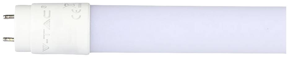 A white LED tube with silver contact pins at one end, suitable for standard light fixtures.
