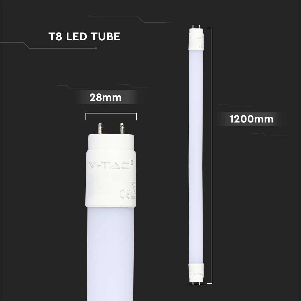 V-TAC LED tube EEC: E (A - G) G13 Tube shape T8 16.5 W Warm white (Ø x H) 28 mm x 1200 mm 1 pc(s)-6