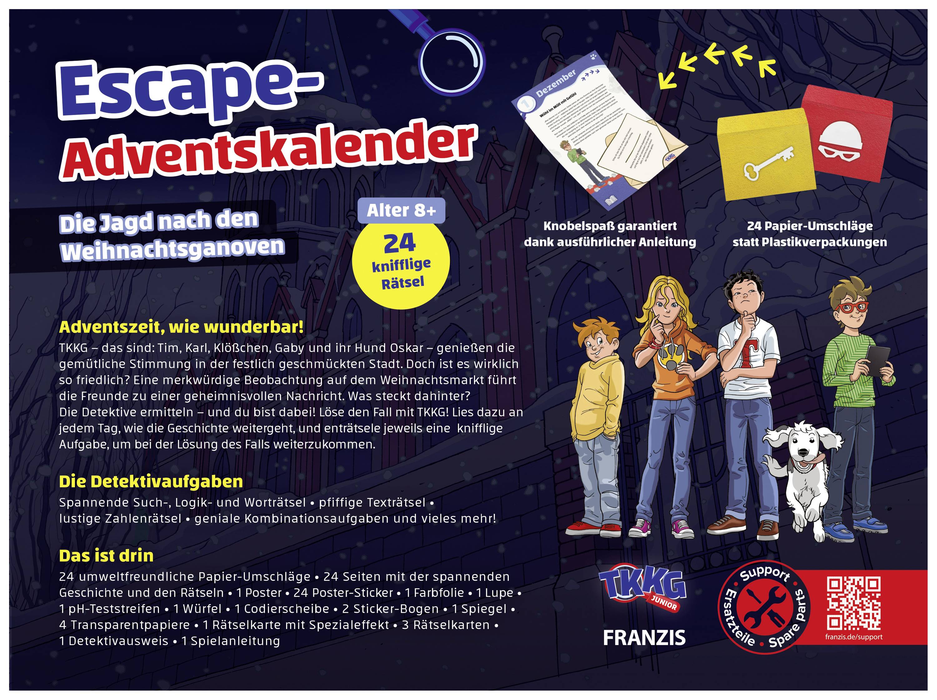 FRANZIS TKKGjunior Escape Board Games Advent calendar Age category 8 years and over-1