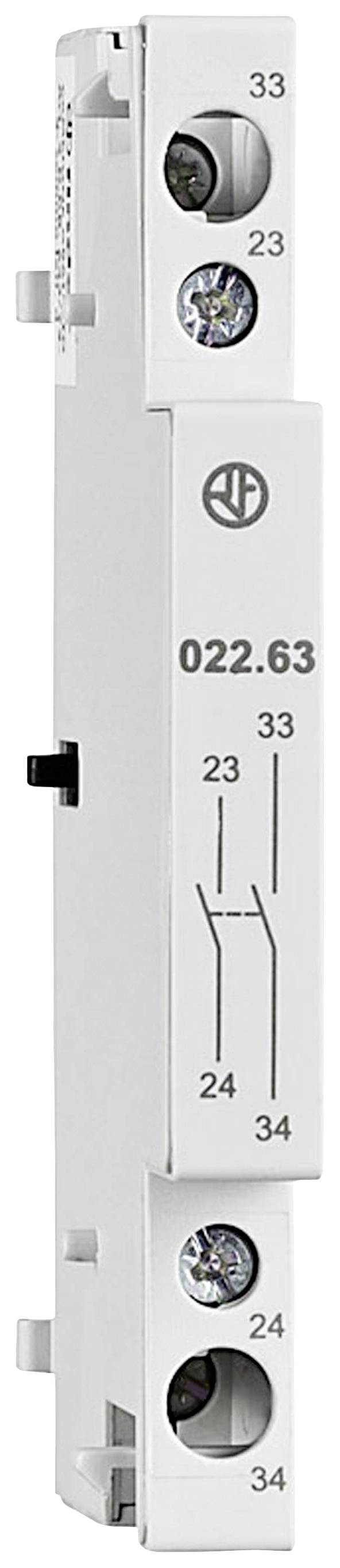 Four-pole, white relay module with side labelling '022.63'. Suitable for electrical control circuits.