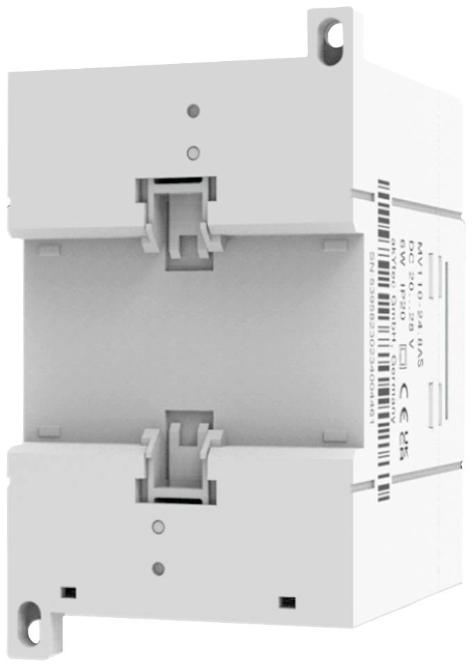 Grey electrical cabinet holder, rectangular, with two mounting points and multiple vertical slots.