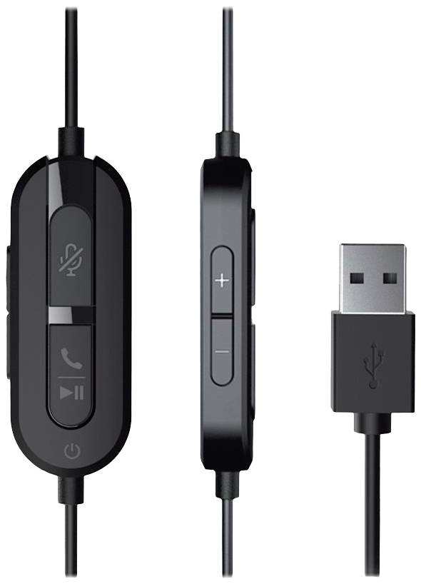 USB cable with integrated remote control. Displays volume control and call management. Ideal for headsets with USB connection.