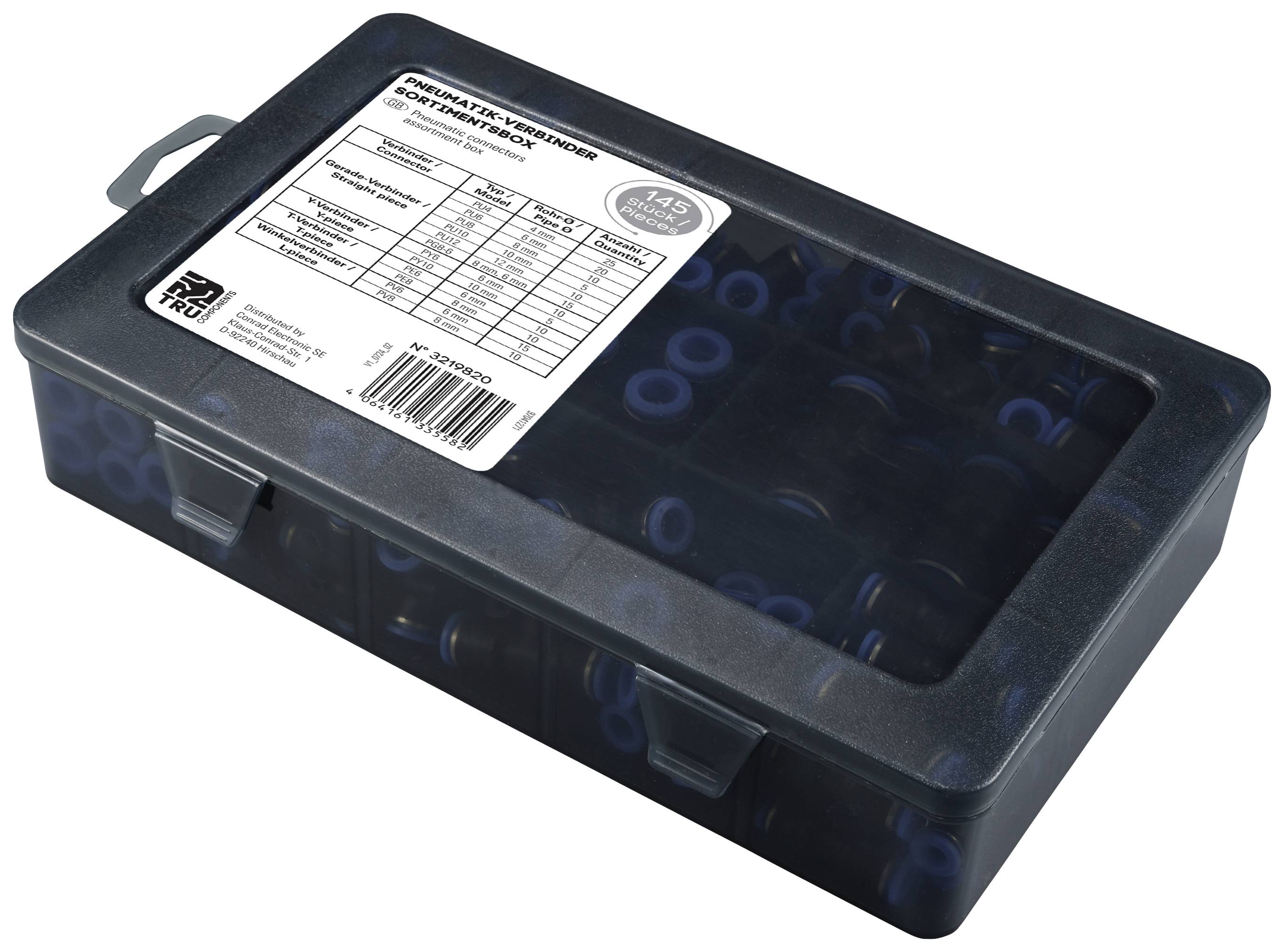 A black plastic box with a label on the lid displaying 'Nitrile O-Ring Kit'. Contains various O-rings.