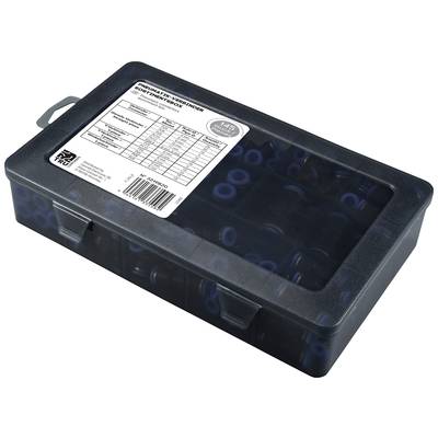 A black plastic box with a label on the lid displaying 'Nitrile O-Ring Kit'. Contains various O-rings.