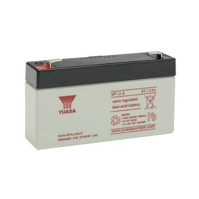 Yuasa NP12-6 NP1.2-6 VRLA 6 V 1.2 Ah AGM (W x H x D) 97 x 54.50 x 25 mm Low self-discharge levels