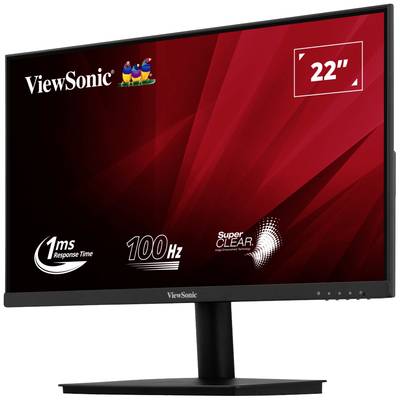 22-inch ViewSonic monitor with 1 ms response time, 100 Hz refresh rate and SuperClear technology, black bezel.