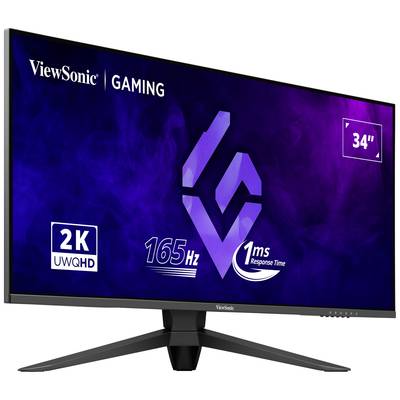 Gaming monitor by ViewSonic with 34 inches, 2K UWQHD resolution, 165 Hz refresh rate and 1 ms response time.